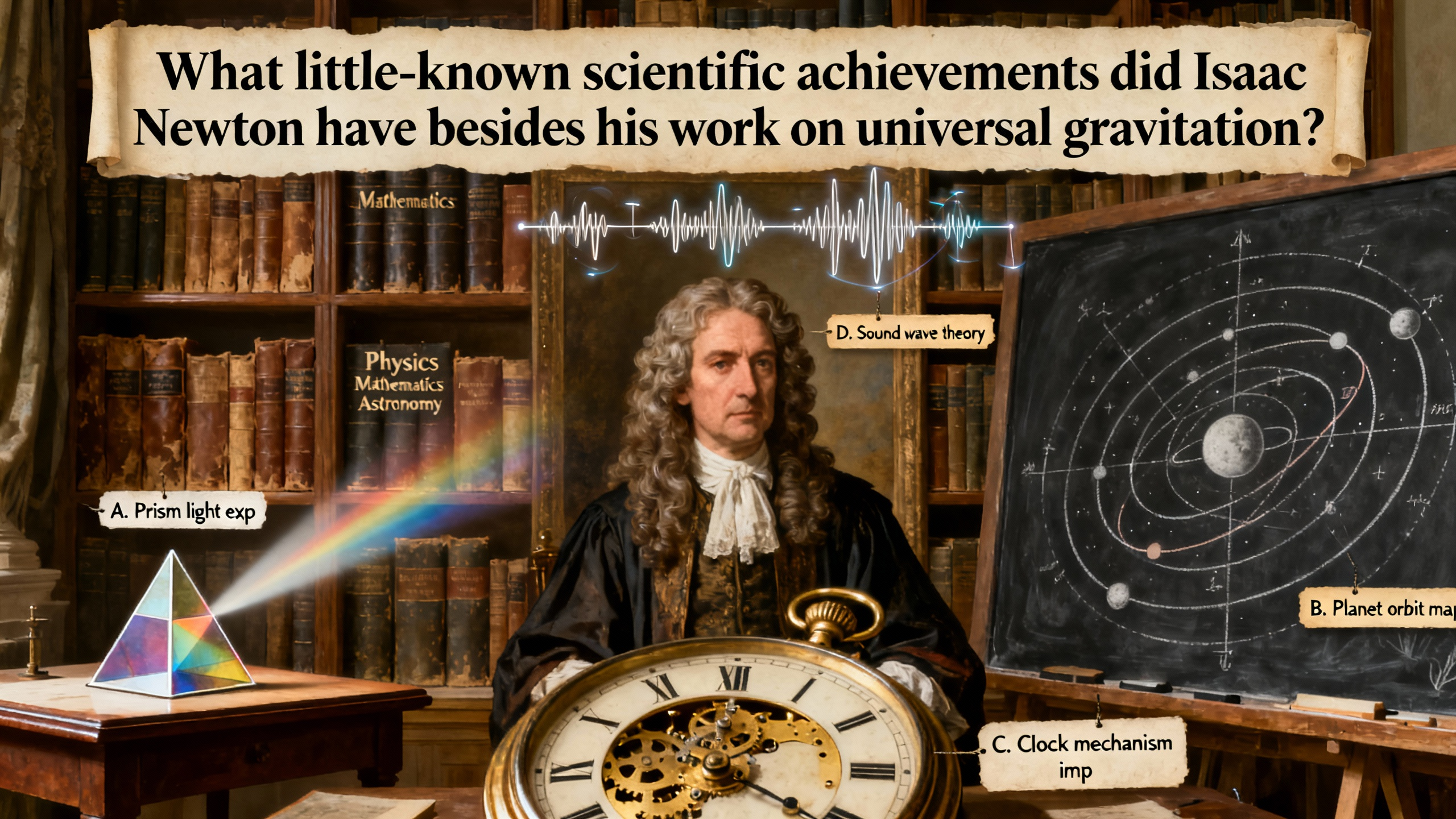 What little-known scientific achievements did Isaac Newton have besides his work on universal gravitation? - Preview image