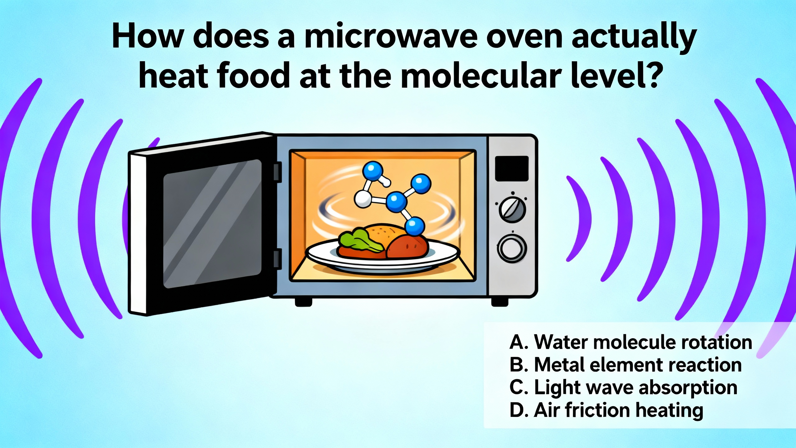 How does a microwave oven actually heat food at the molecular level? - Preview image