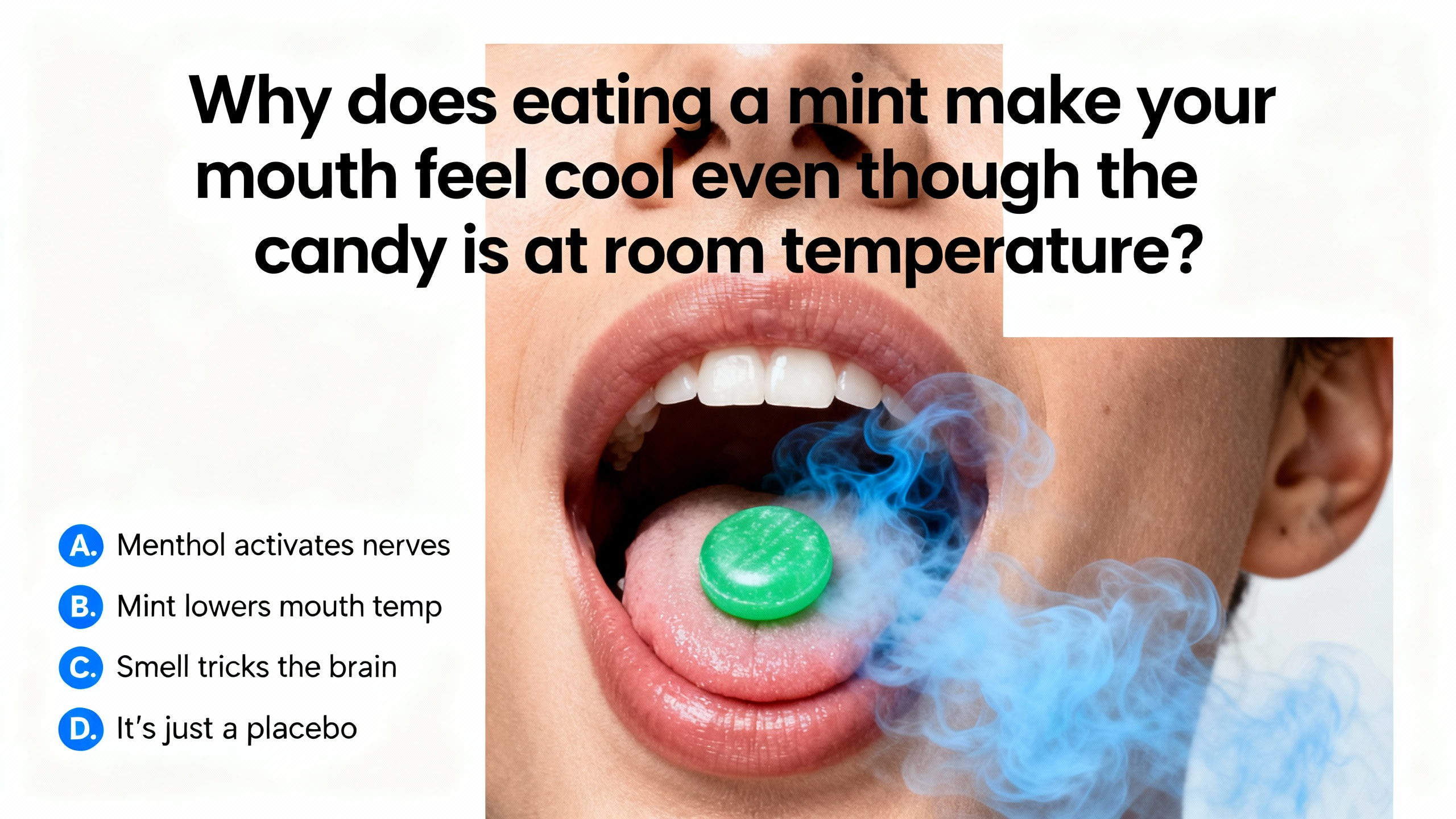 Why does eating a mint make your mouth feel cool even though the candy is at room temperature? - Preview image