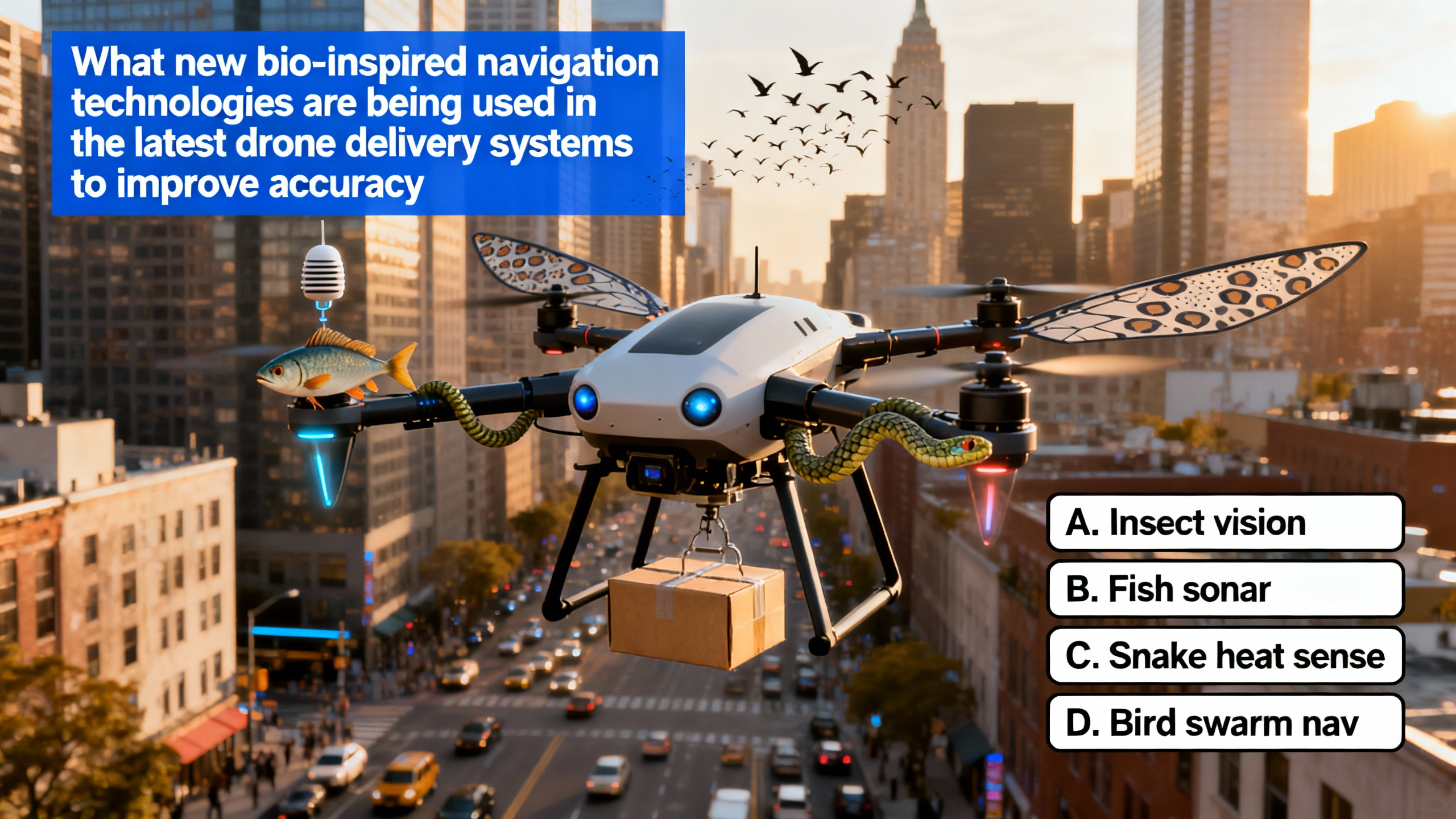 What new bio-inspired navigation technologies are being used in the latest drone delivery systems to improve accuracy in complex urban environments? - Preview image