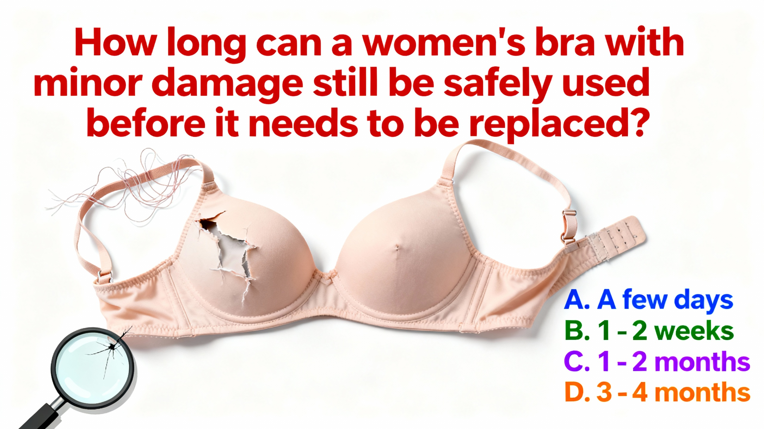 How long can a women's bra with minor damage still be safely used before it needs to be replaced? - Preview Image