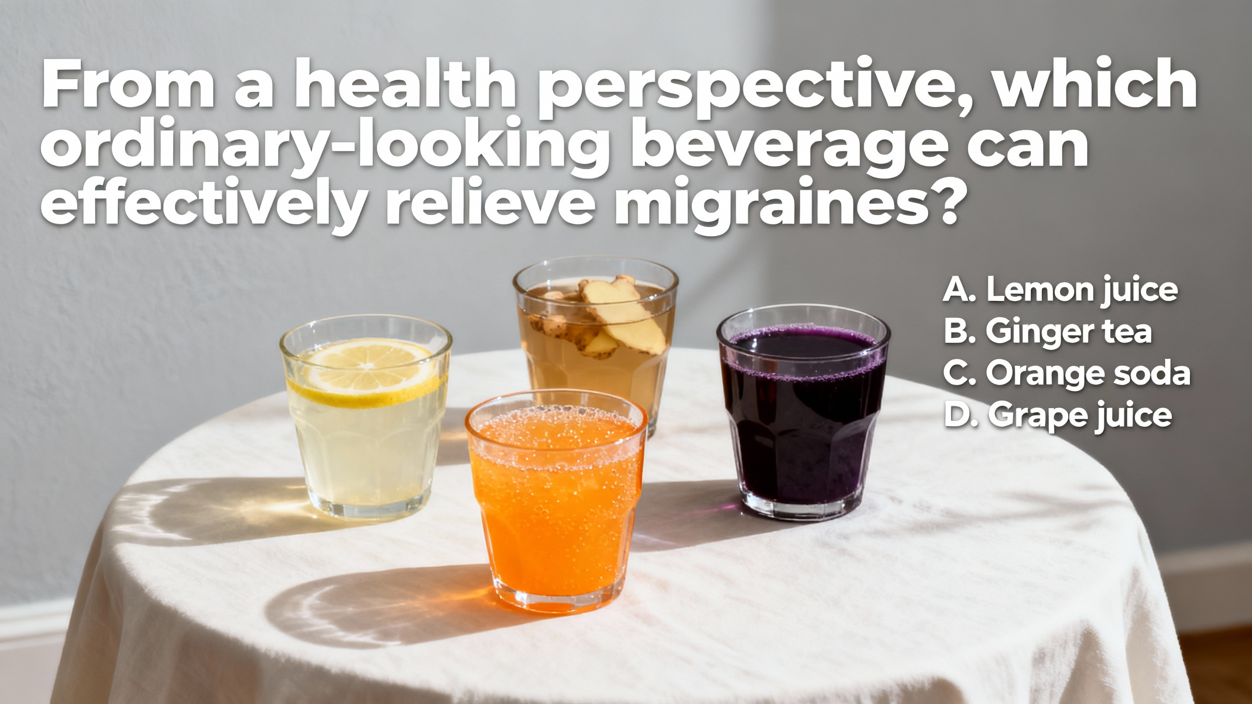From a health perspective, which ordinary-looking beverage can effectively relieve migraines? - Preview Image