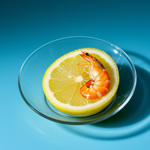 Chemical reaction of lemon juice and shrimp